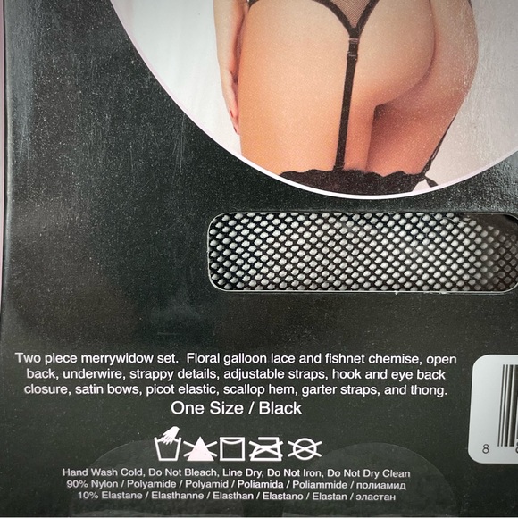 Seven ‘til Midnight Black Merrywidow Set One Size butterfly thong lingerie NIB - Picture 7 of 9